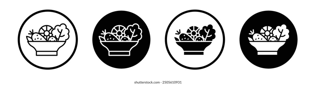 Salad vector icon set black filled and outlined style.