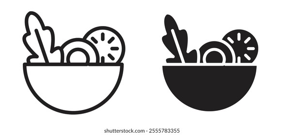Salad vector icon set in black color.