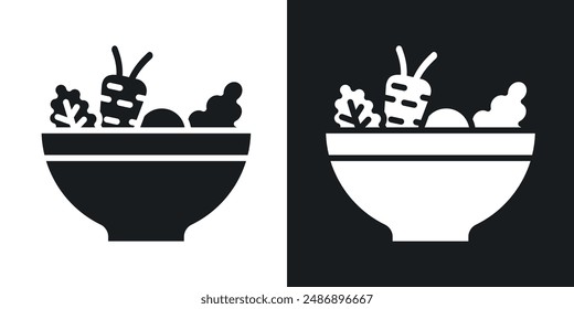 Salad vector icon set in solid black and white color