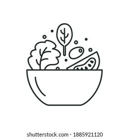 salad vector icon, vegetables and herbs in a plate, logo

