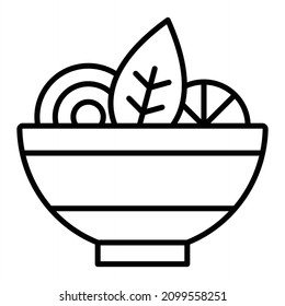 Salad Vector Outline Icon Isolated On White Background
