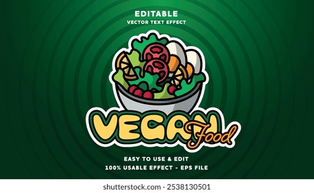 salad vegan food editable logo and text effect