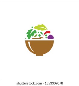 salad vegan, salad vegetarian health food, real food on the bowl vector illustration concept