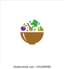 salad vegan, salad vegetarian health food, real food on the bowl vector illustration concept