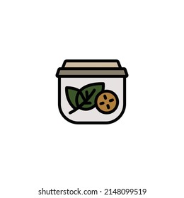 Salad, vegetarian, veg cafe logo, salad in container simple thin line icon vector illustration 