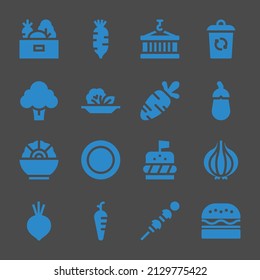 salad web icons. Vegetables and Radish, Container and Aubergine symbol, vector signs