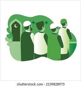 Salah Pray in Ramadan Mubarak Kareem Holy Month vector artwork