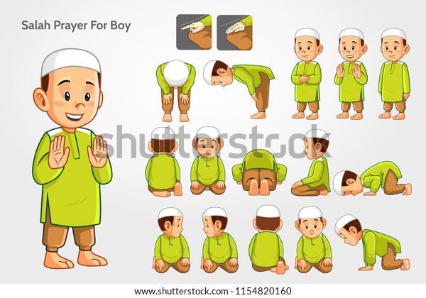 Salah Prayer Boys Stock Vector (Royalty Free) 1154820160