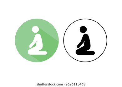 Ícones Salah Step para Apps e Web, vetor ícone de oração muçulmana, pacote de ícone plano namaz, culto muçulmano pose vetor