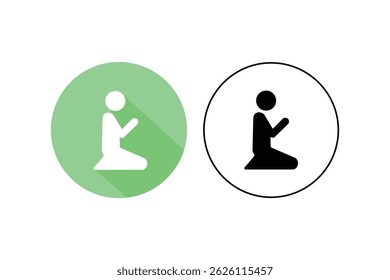 Ícones de Salah e adoração, ícone de oração muçulmana vetor, namaz flat icon pack, culto muçulmano pose vetor