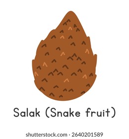 Salak flat vector illustration. Salak or Snake fruit cartoon clipart style isolated on white background. Tropical and Exotic fruit concept