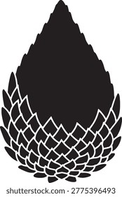 Salak fruit illustration vector graphic with scaly skin texture. Tropical exotic salacca design element. Black and white organic food silhouette for packaging and health labels. Healthy snack.