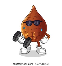 salak snake fruit exercise with dumbbell cartoon. cartoon mascot vector