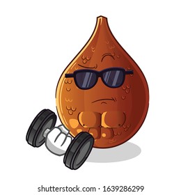 salak snake fruit exercise with dumbbell cartoon. cute chibi cartoon mascot vector