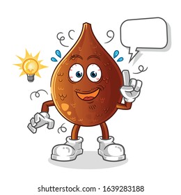 salak snake fruit got an idea with lamp and bubble cartoon. cartoon mascot vector