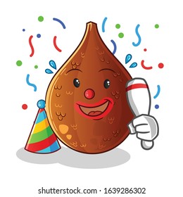 salak snake fruit happy clown cartoon. cute chibi cartoon mascot vector