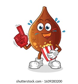 salak snake fruit number one fan eating pop corn cartoon. cartoon mascot vector