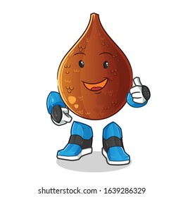 salak snake fruit robot humanoid ai smiling and thumbs up cartoon. cute chibi cartoon mascot vector