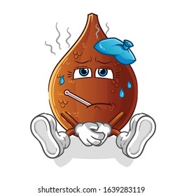 salak snake fruit sick and fever with thermometer and compress cartoon. cartoon mascot vector
