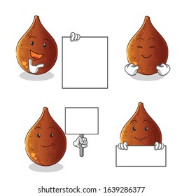 salak snake fruit smile holding board 4 poses cartoon. cute chibi cartoon mascot vector