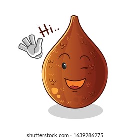 salak snake fruit waving and smiling cartoon. cute chibi cartoon mascot vector