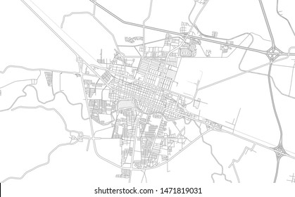 Salamanca, Guanajuato, Mexico, bright outlined vector map with bigger and minor roads and steets created for infographic backgrounds.