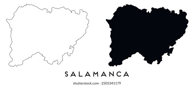 Salamanca map outline and black silhouette vector