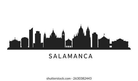 Salamanca Skyline Silhouette with Spain, and Cityscape.