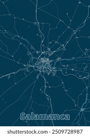 Salamanca, Spain artistic blueprint map poster