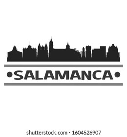 Salamanca Spain City Travel. City Skyline. Silhouette City. Design Vector. Famous Monuments.