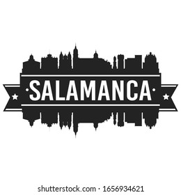 Salamanca Spain Skyline. Banner Vector Design Silhouette Art. Cityscape Travel Monuments.