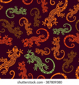 Salamander background. Seamless lizard pattern. Vector illustration