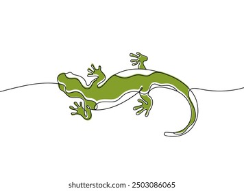 Salamander in durchgehender Linie Kunst Zeichnung Stil. Lizard handgezeichnete Vektorgrafik. Minimalistische schwarze lineare Skizze einzeln auf weißem Hintergrund.