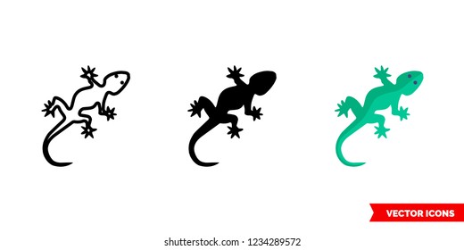 Salamander icon of 3 types: color, black and white, outline. Isolated vector sign symbol.