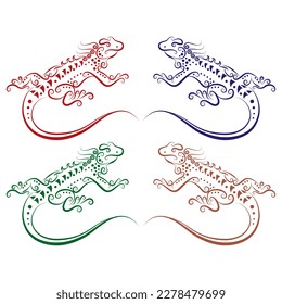 Salamander Icon Isolated On A White Background. Lizard Template For Totem Or Tattoo Design Vector Illustration
