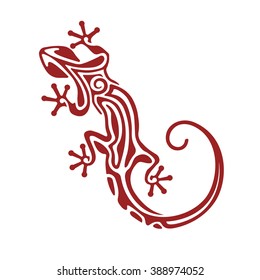 Salamander icon isolated on white background. Lizard template for totem, tattoo design, print. Salamander outline terracotta silhouette. Vector illustration.