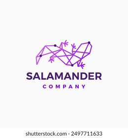 salamander lizard gecko tech geometric wire line style connection logo vector icon illustration