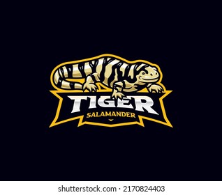 Salamander mascot logo design. Tiger salamander vector illustration. Logo illustration for mascot or symbol and identity, emblem sports or e-sports gaming team