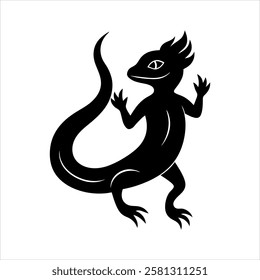 salamander mythical fire spirit animal silhouette on isolated 