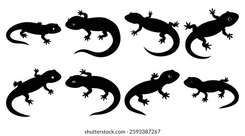 Salamander Silhouette Bundle for Reptile and Wildlife Designs