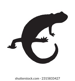 salamander silhouette set collection isolated black on white background vector illustration