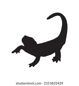 salamander silhouette set collection isolated black on white background vector illustration