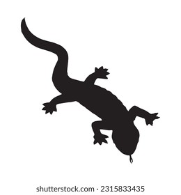 salamander silhouette set collection isolated black on white background vector illustration