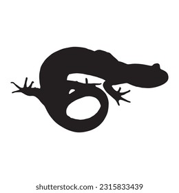 salamander silhouette set collection isolated black on white background vector illustration