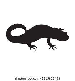 Salamander-Silhouette-Sammlung einzeln auf schwarz-weißem Hintergrund, Vektorgrafik