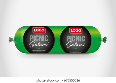 Salami branding and packaging design vector