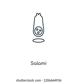 Salami concept line icon. Linear Salami concept outline symbol design. This simple element illustration can be used for web and mobile UI/UX.