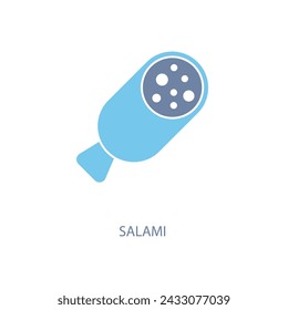 icono de línea de concepto de salami. Ilustración de elemento simple. diseño de símbolo de esquema de concepto de salami.