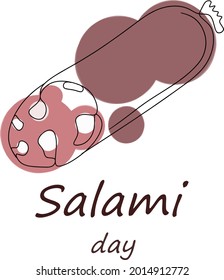 Día de Salami. Diseño creativo mínimo para tarjetas, carteles, impresiones, afiches, patrones para el día del salami . Ilustración de salami de Vecron.