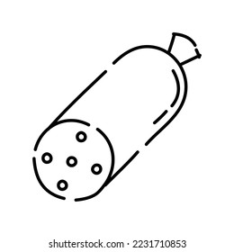 Salami doodle icon. Hand drawn black sketch. Vector Illustration.